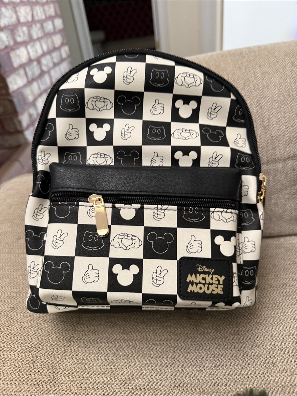Disney Mickey Mouse Black and White Checker Mini Backpack Bioworld
